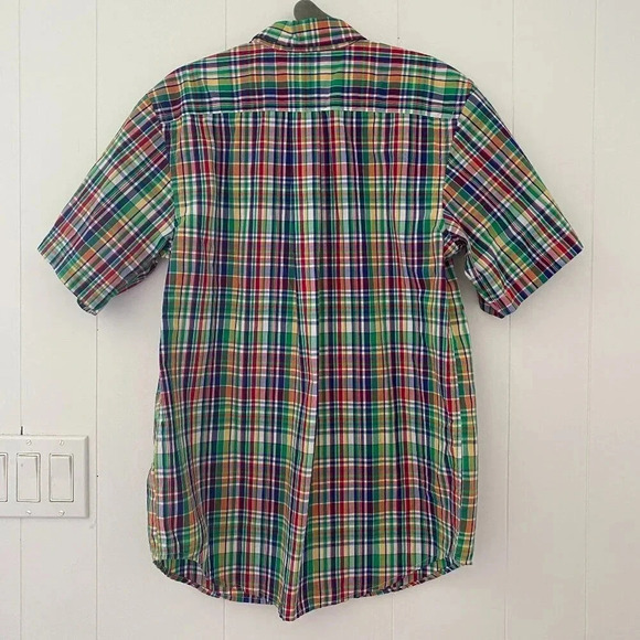 Chaps Shirt Boys Size XL 18-20 Multi Color Plaid Short Sleeve Button Front - Picture 3 of 4